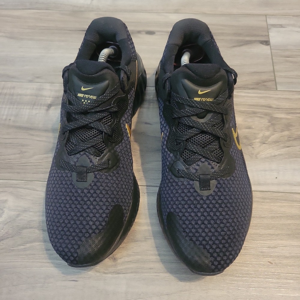 Nike Running Renew Run 2 Sneakers Black/Metallic/Gold- Mens 9.5 Athletic‎ Shoes